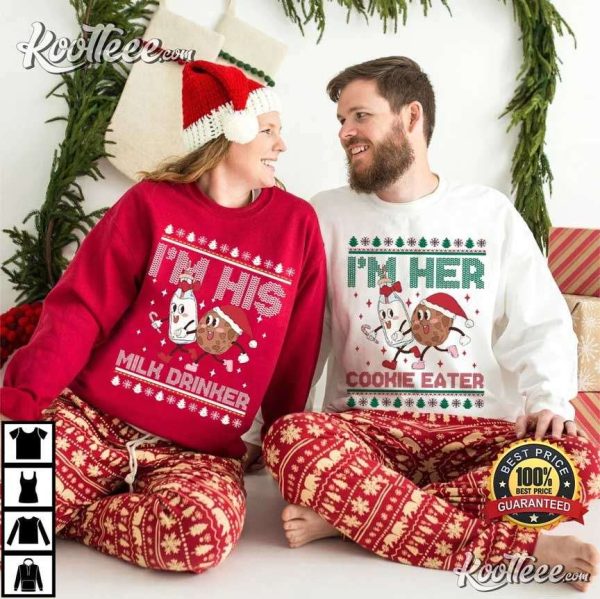 Cookie Eater Milk Drinker Matching Christmas Couple Shirts