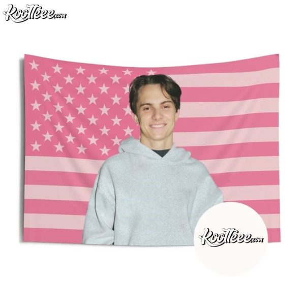 Oscar Piastri Pink American Flag Wall Tapestry