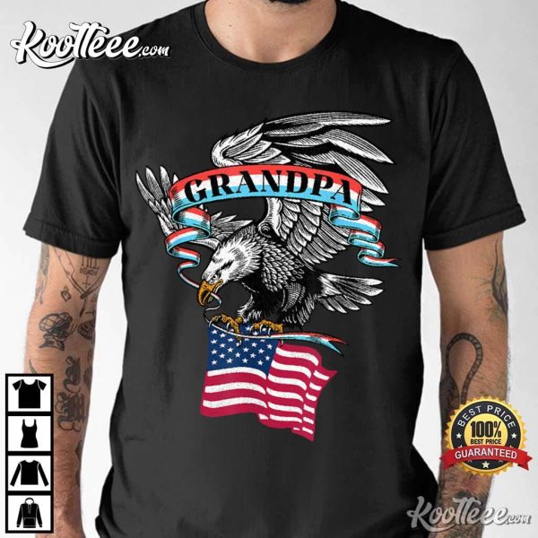 Grandpa American Flag USA Eagle T-Shirt