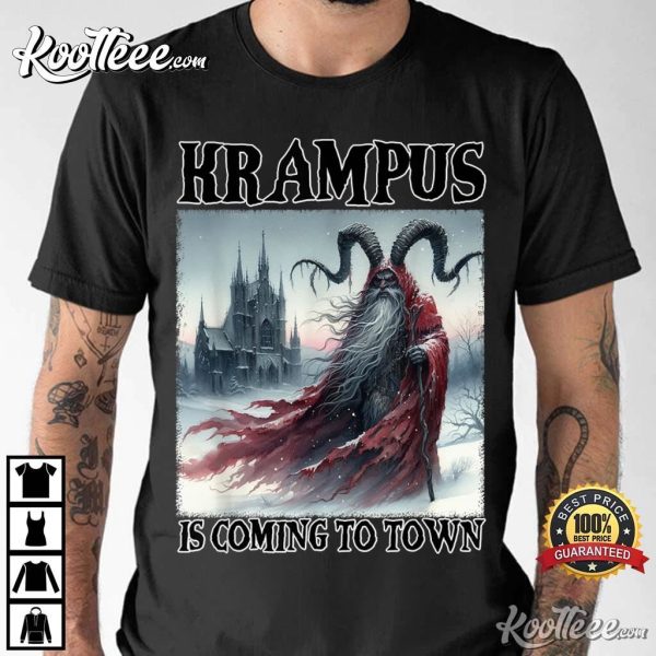 Krampus Is Coming To Town Christmas Horror T-Shirt