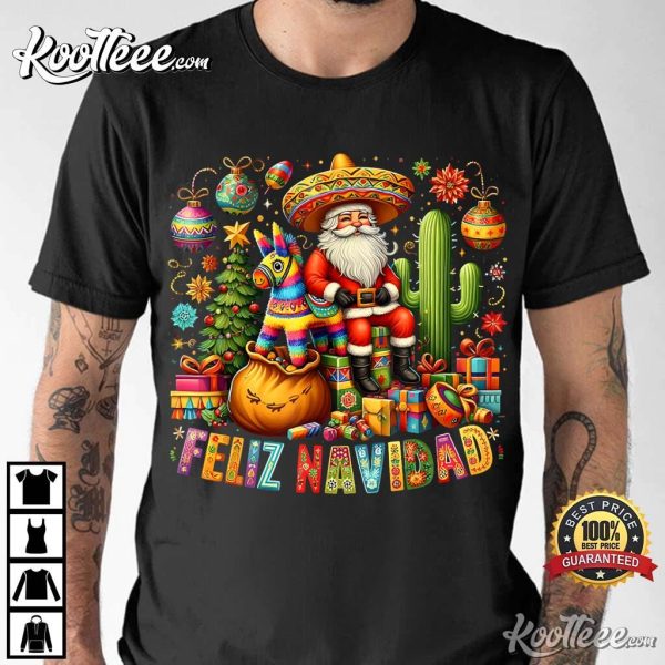 Feliz Navidad Mexican Christmas Santa T-Shirt