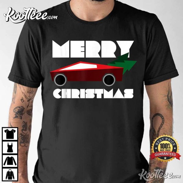 Tesla Red Cybertruck Pickup Christmas Tree T-Shirt