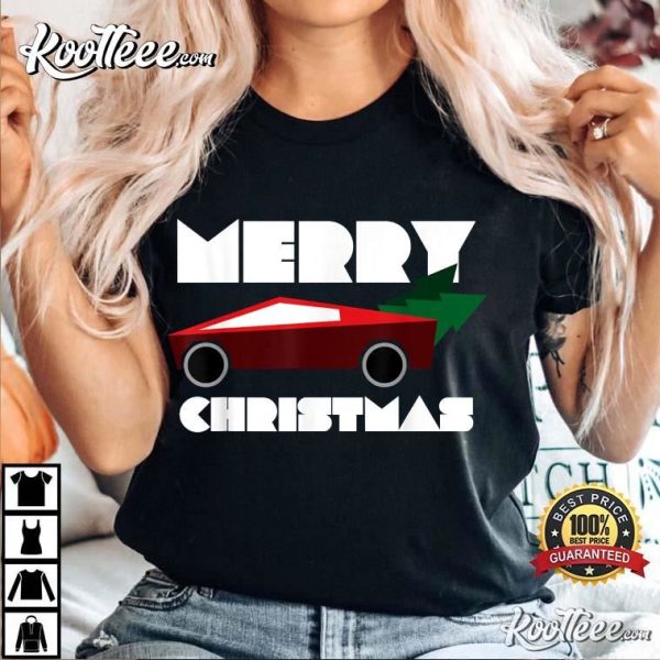 Tesla Red Cybertruck Pickup Christmas Tree T-Shirt