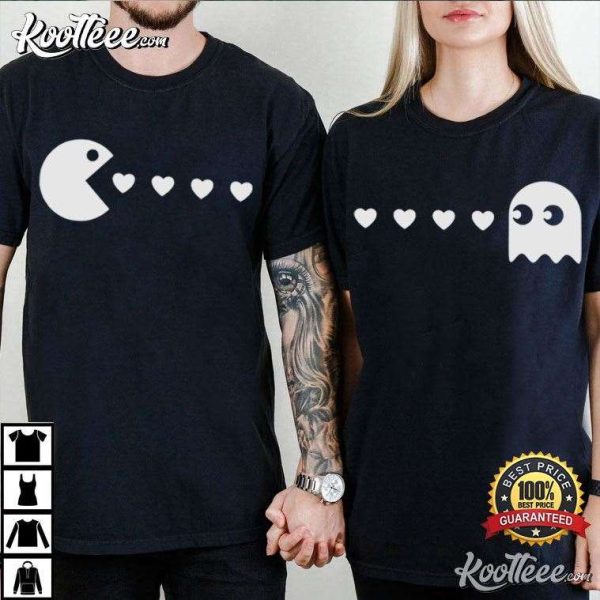 Pacman Funny Valentine Gift Matching Couples Shirts