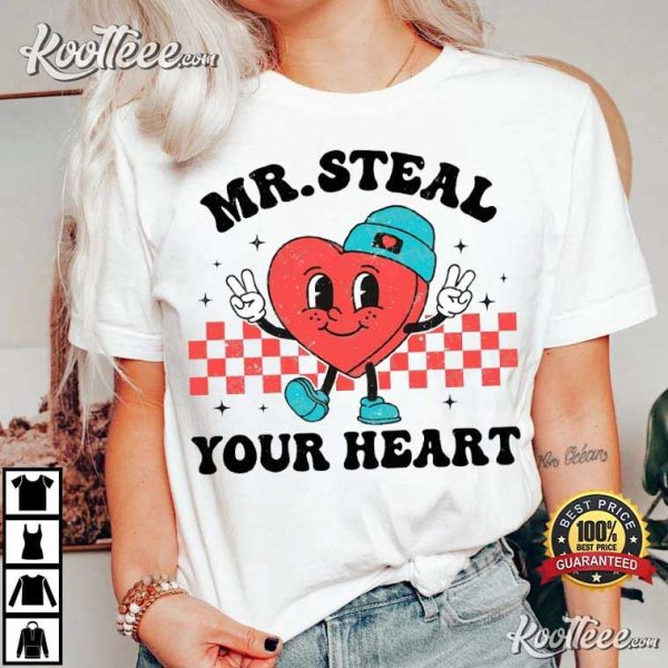 Mr Steal Your Heart Valentines Day Retro Heart T-Shirt