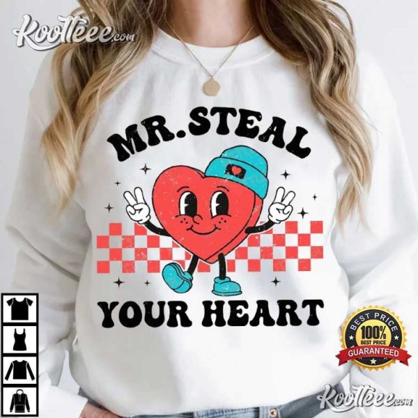 Mr Steal Your Heart Valentines Day Retro Heart T-Shirt