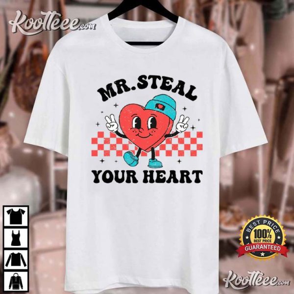 Mr Steal Your Heart Valentines Day Retro Heart T-Shirt