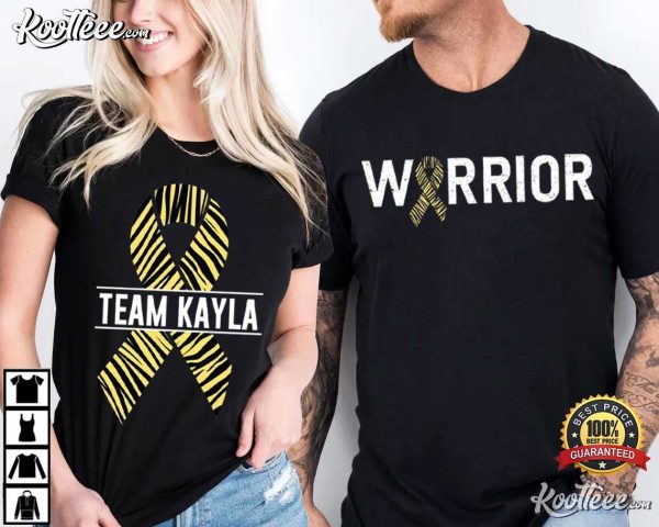 Kayla Carcinoid Cancer Warrior Yellow Ribbon Support Team Couple Shirts