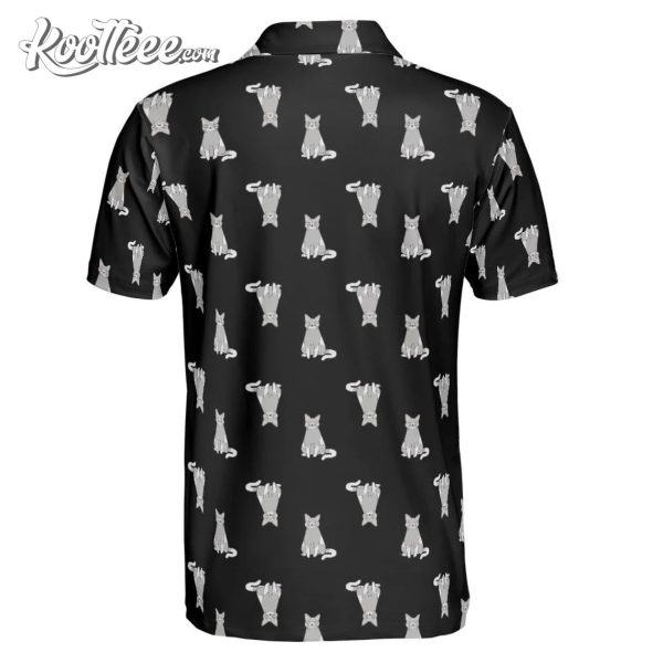 Cat Pattern Black Golf Polo Shirt