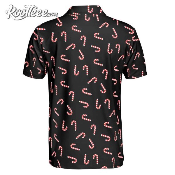 Candy Cane Pattern Black Golf Polo Shirt