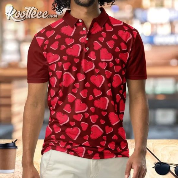 Valentines Day Candy Hearts Be Mine Polo Shirt