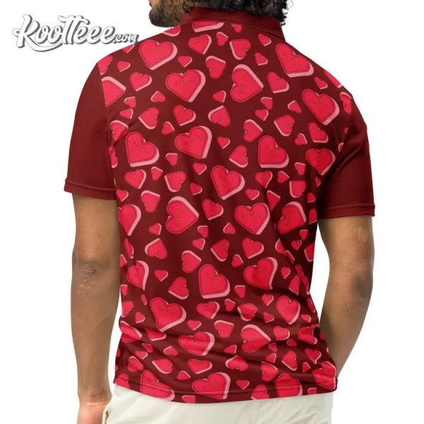 Valentines Day Candy Hearts Be Mine Polo Shirt