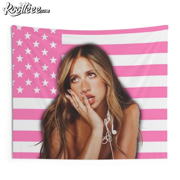 Tate McRae Gift For Tatertots Pink American Flag Tapestry