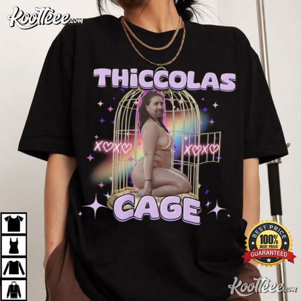 Thiccolas Cage Nicolas Cage Funny Meme T-Shirt