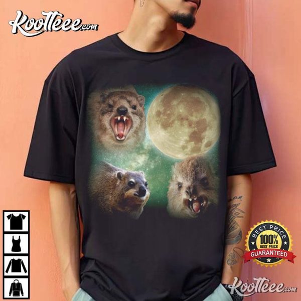 Vintage Three Rock Hyrax Moon Funny Meme T-Shirt