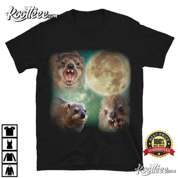 Vintage Three Rock Hyrax Moon Funny Meme T-Shirt