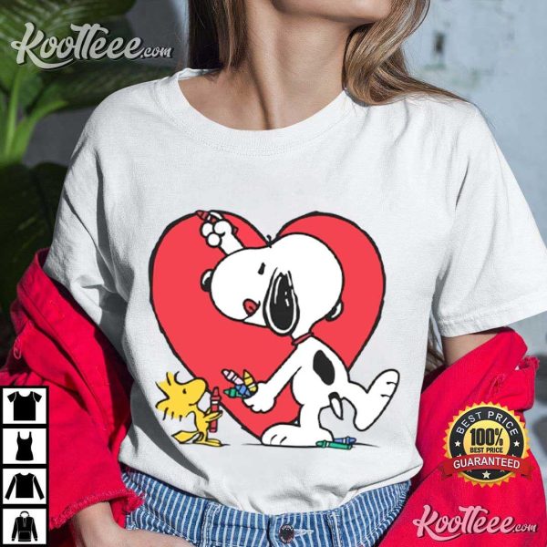 Snoopy Woodstock Valentines Day T-Shirt