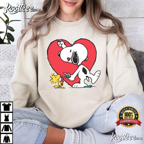 Snoopy Woodstock Valentines Day T-Shirt