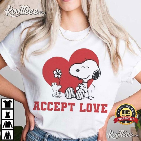 Accept Love Valentines Gift Snoopy Peanuts T-Shirt