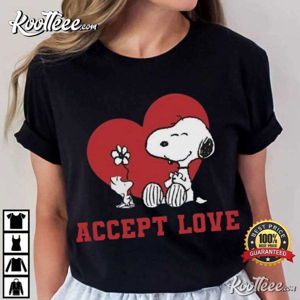 Accept Love Valentines Gift Snoopy Peanuts T-Shirt