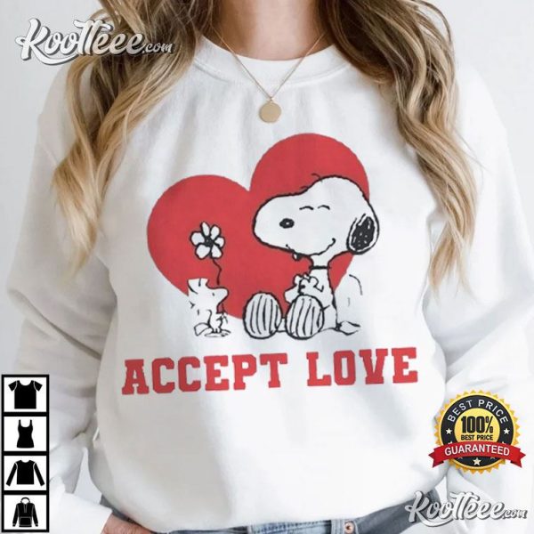 Accept Love Valentines Gift Snoopy Peanuts T-Shirt