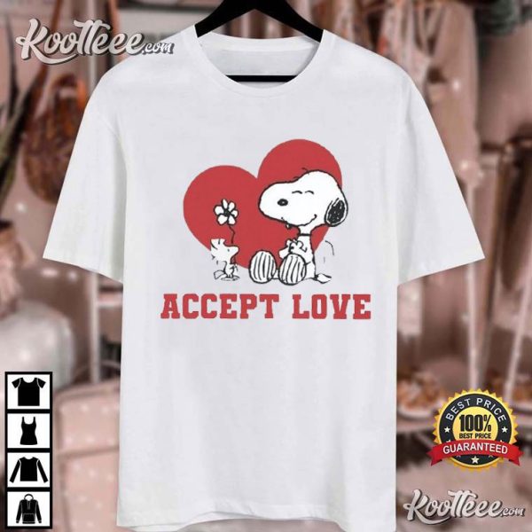 Accept Love Valentines Gift Snoopy Peanuts T-Shirt