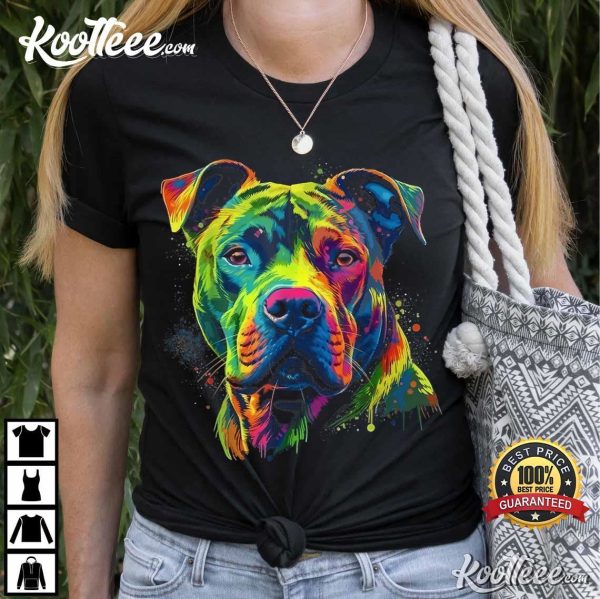 Pitbull Mom Dog Lover Owner Colorful Artistic T-Shirt