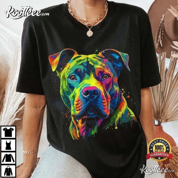 Pitbull Mom Dog Lover Owner Colorful Artistic T-Shirt