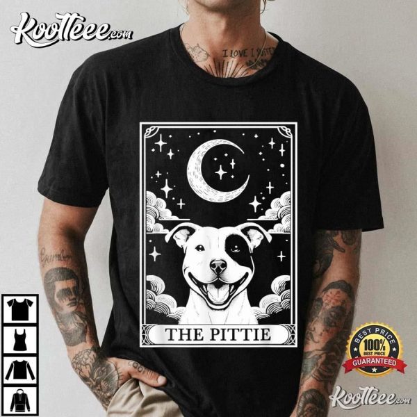 The Pittie Tarot Card Vintage Crescent Moon Pitbull Dog T-Shirt