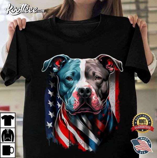 American Pit Bull Terrier USA Flag Patriotic Dog T-Shirt