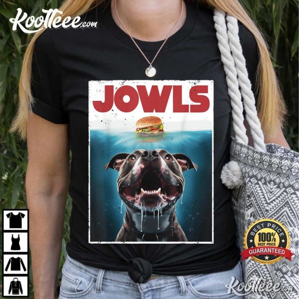 Pittie Pitbull Jowls Burger Funny Jaws T-Shirt