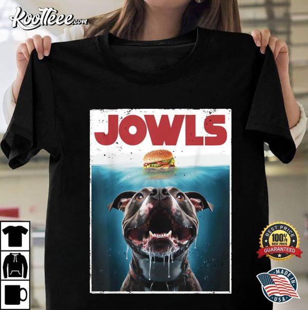 Pittie Pitbull Jowls Burger Funny Jaws T-Shirt