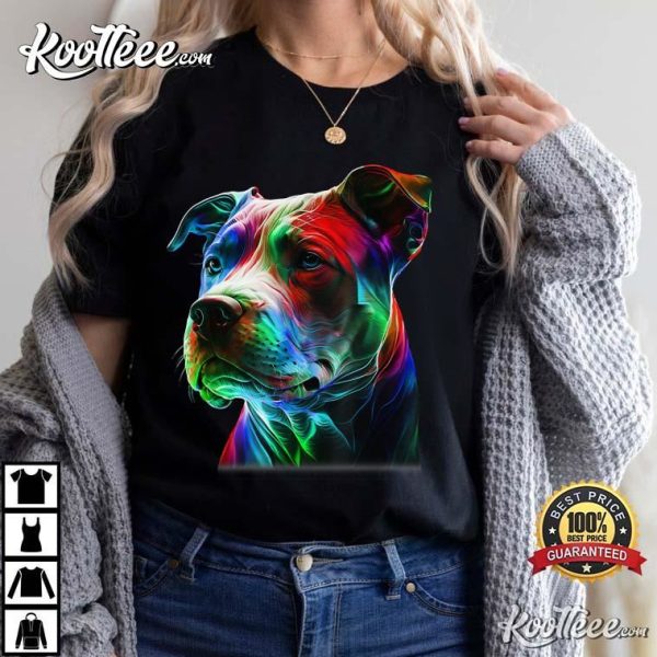 Colorful Pitbull Pride Artistic Dog Lover T-Shirt