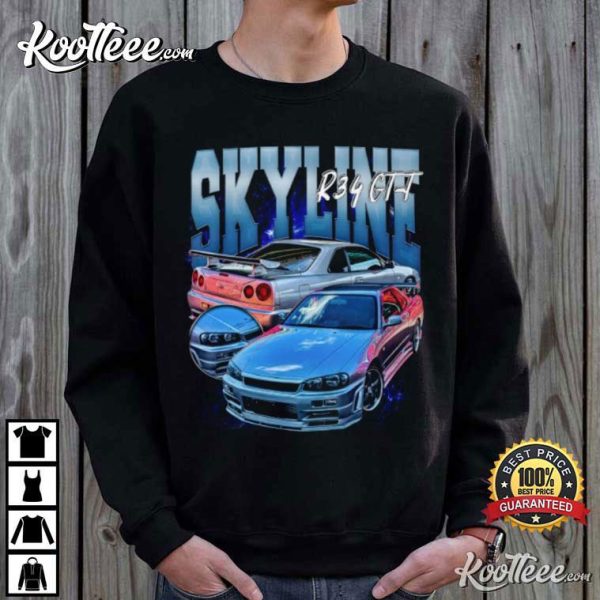 Nissan Skyline R34 GT-T Car JDM Vintage 90s T-Shirt