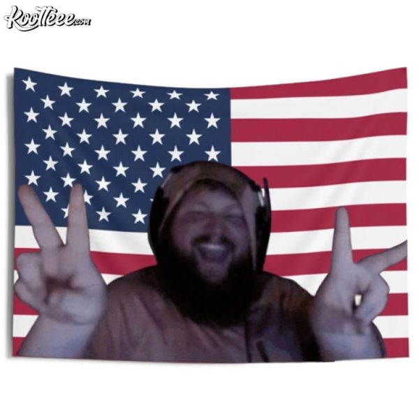 Caseoh Streamer American Flag Wall Tapestry