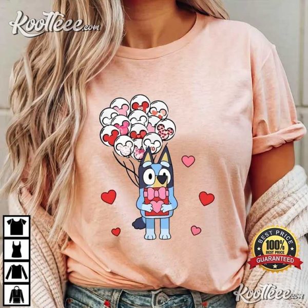 Bluey Valentine’s Day Heart Balloons T-Shirt