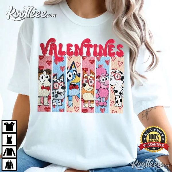 Bluey Characters Valentines Gift T-Shirt