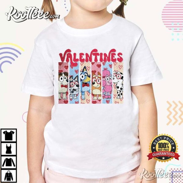 Bluey Characters Valentines Gift T-Shirt