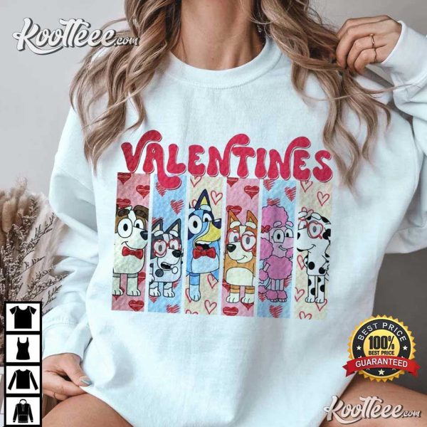 Bluey Characters Valentines Gift T-Shirt