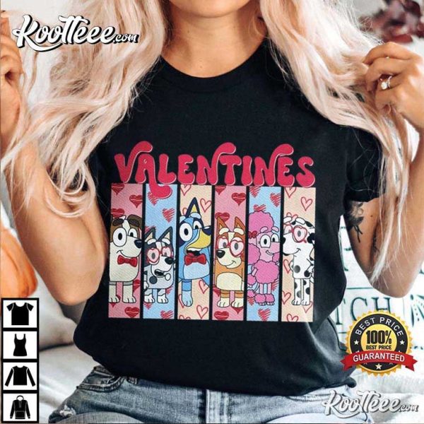 Bluey Characters Valentines Gift T-Shirt