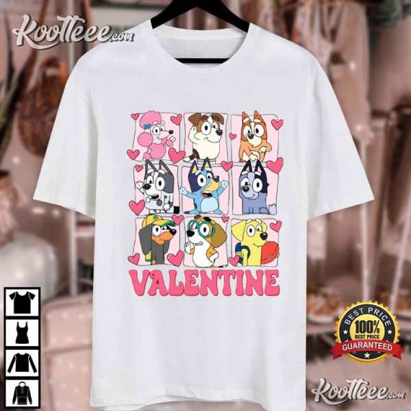 Bluey Heart Valentines Day Gift T-Shirt