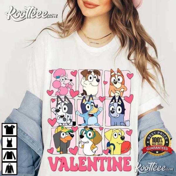 Bluey Heart Valentines Day Gift T-Shirt