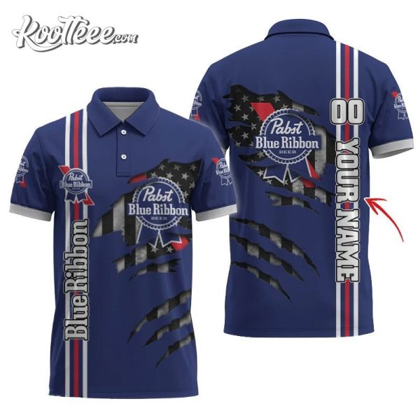 Pabst Blue Ribbon Patriotic Shield Personalized Polo Shirt