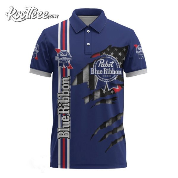 Pabst Blue Ribbon Patriotic Shield Personalized Polo Shirt