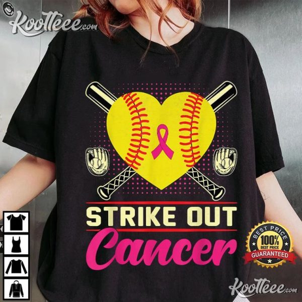 Breast Cancer Awareness Strike Out Day Pink Ribbon Softball T-Shirt