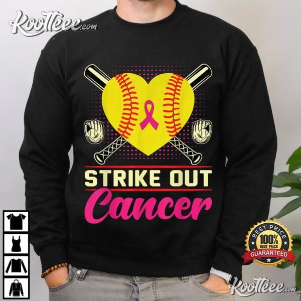 Breast Cancer Awareness Strike Out Day Pink Ribbon Softball T-Shirt