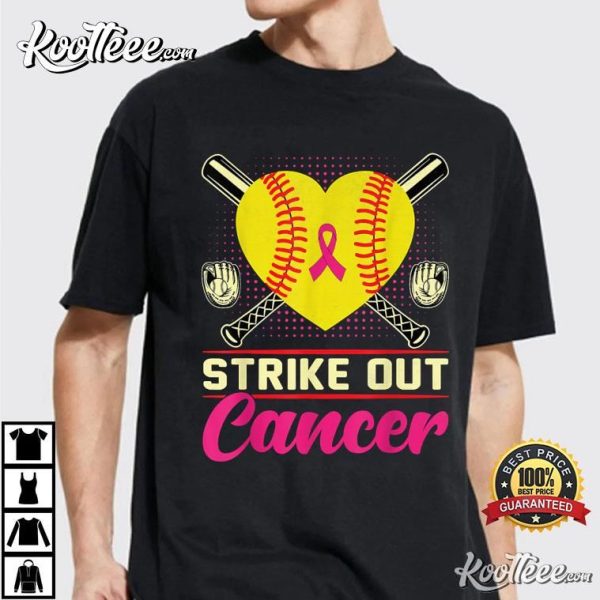 Breast Cancer Awareness Strike Out Day Pink Ribbon Softball T-Shirt