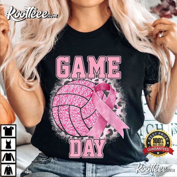 Bleached Game Day Breast Cancer Awareness Pink Volleyball T-Shirt