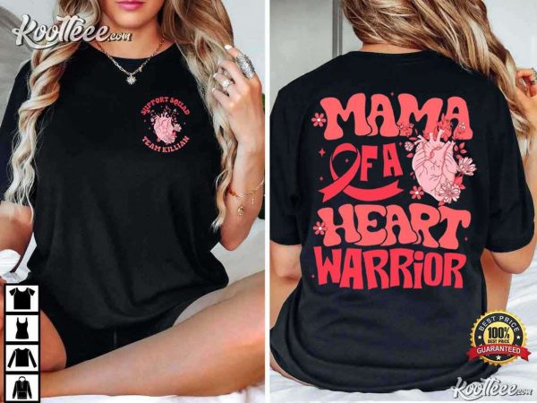 Heart Disease Awareness Mama Of A Heart Warrior Red Ribbon T-Shirt