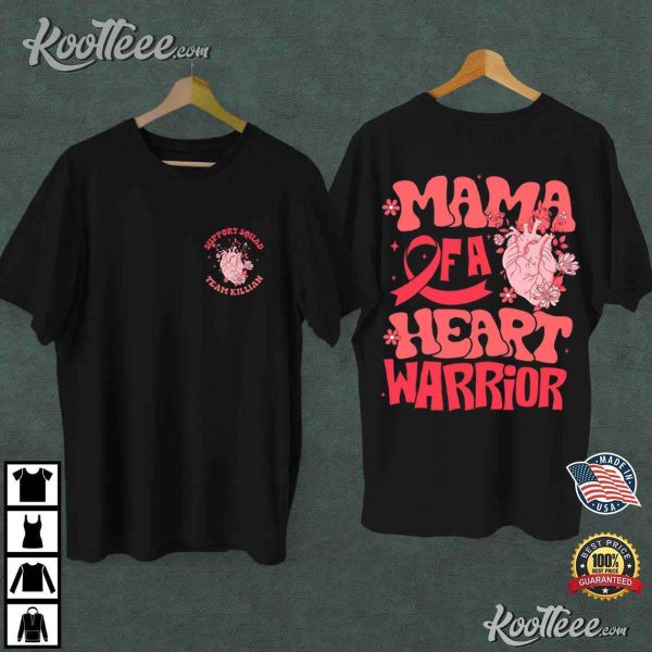 Heart Disease Awareness Mama Of A Heart Warrior Red Ribbon T-Shirt